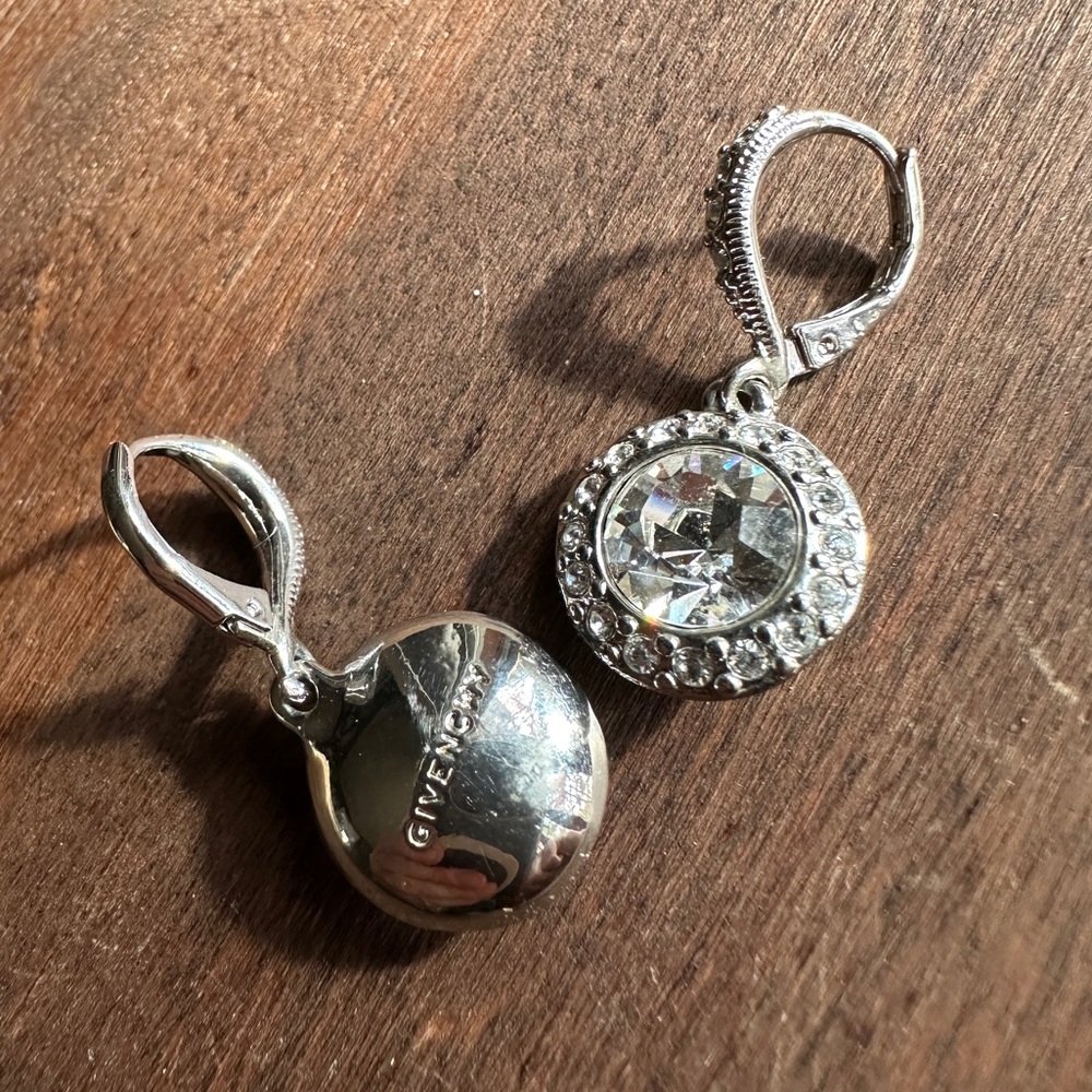 Givenchy Crystal/Silver Halo Drop Earrings